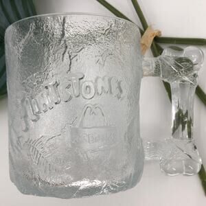 Vintage 93 Flintstones McDonalds Frosted Clear Glass USA Made PreDawn Coffee Mug